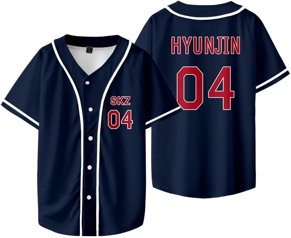 Stray Kids Chaotic SKZ Baseball Team Jersey Tops V-Neck